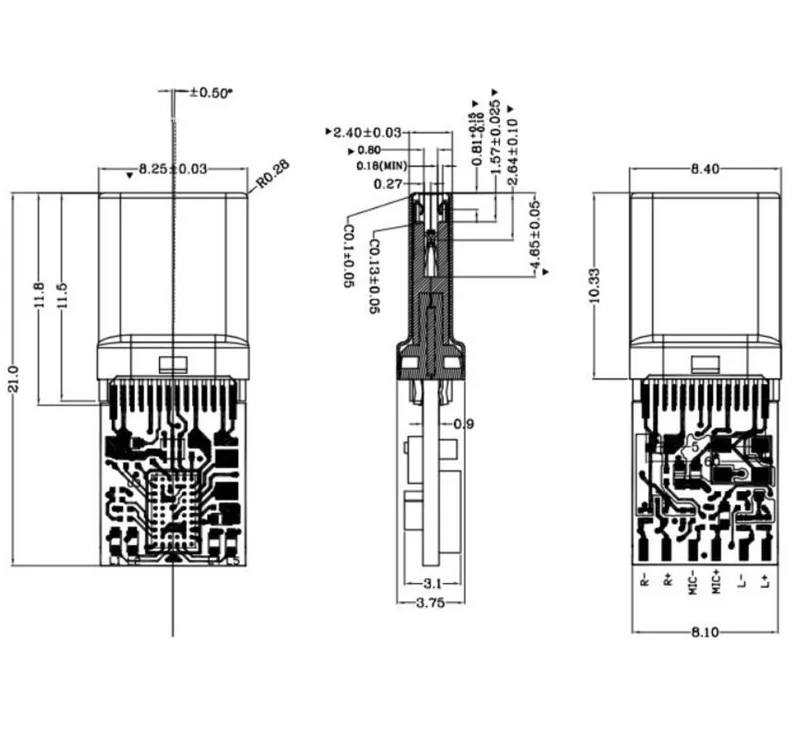 Штепсельная вилка для наушников с разъемом типа C корпусом аудио модуль вызова