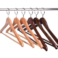 10 pcs hotels anti theft coat wooden hangers enclosed hook ring windbreaker clothing hanging wooden racks