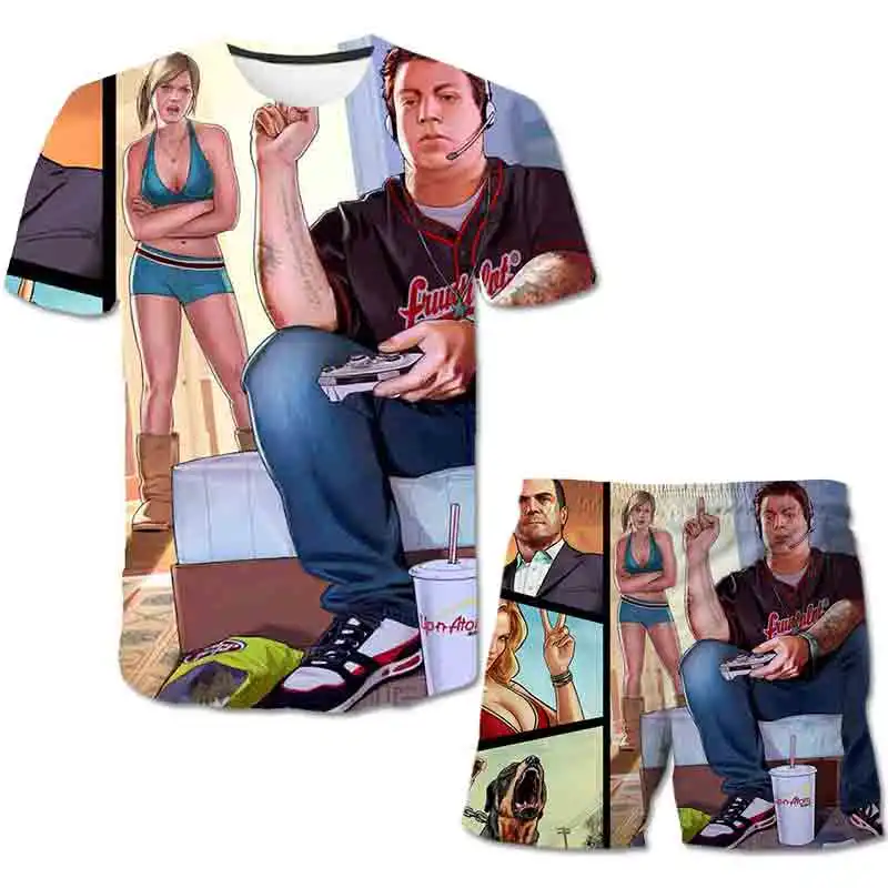 

Kids Girls Grand Theft Auto 5 Print T Shirt 2021 Summer Tops Tees Clothes Children Clothing Cartoon 3d Short Sleeve Casual Wear