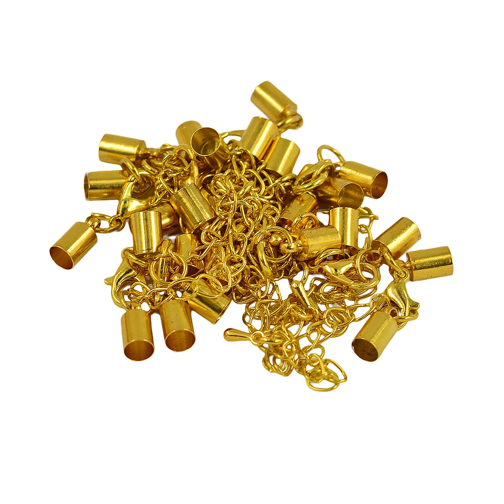 

12 Set Necklace Bracelet Jewelry Finding Tube End Extender Chain Lobster Clasp