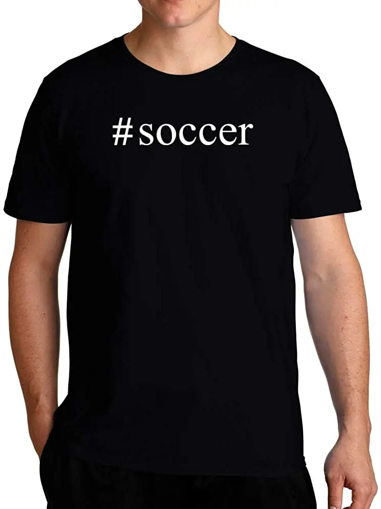 

New Arrivals Summer Cool Men Tee Breathable All Cotton Short Sleeve Crew Neck T Shirt Soccer Hashtag T-Shirt