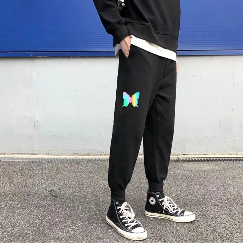

sports pants summer Korean version of the trend of loose reflective butterfly beam foot guard casual wild Harlan nine points