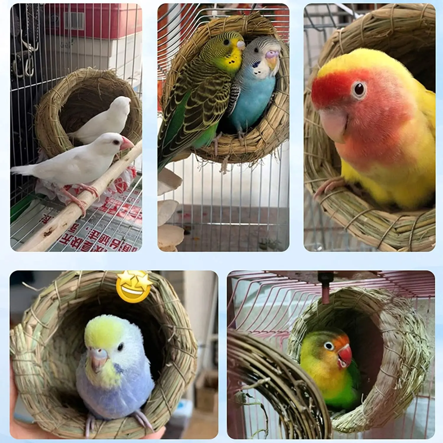 handmade woven straw bird nest breeding nest hatch house birdcage birdhouse for parrot parakeet cockatiel lovebird dove pigeon free global shipping