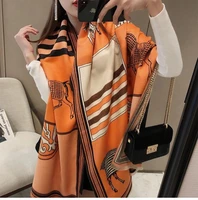 new luxury brand scarf winter cashmere scarf women thick warm shawl and wrap brand two sded steed printed pashmina blanket cape