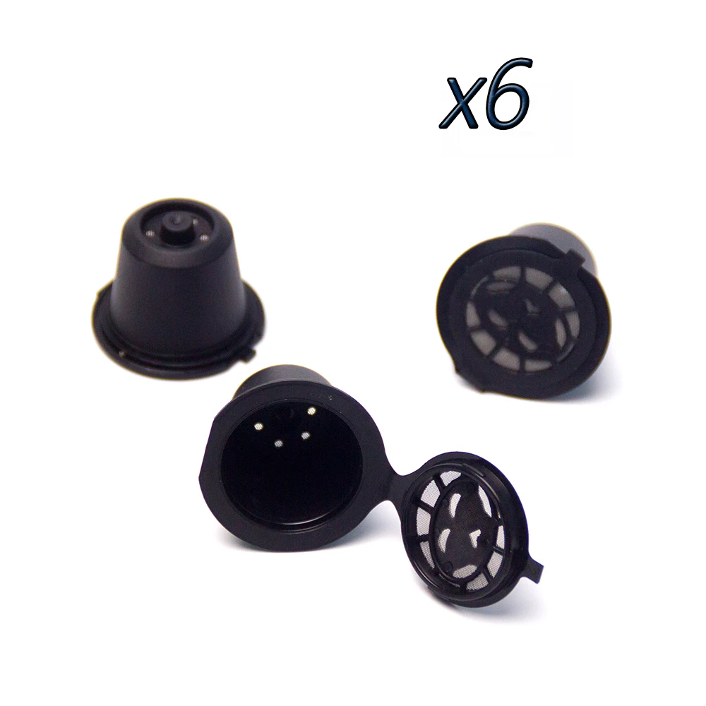 

6Pcs Fit For Nespresso Coffee Filter Cup Reusable Coffee Capsule Filters With Spoon And Brush Kitchen Accessories