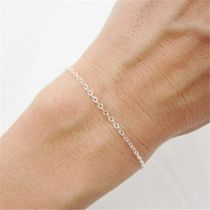 

Dainty Chain Bracelet, Silver Color Minimalist Bracelet, Woman Bracelet, 17cm