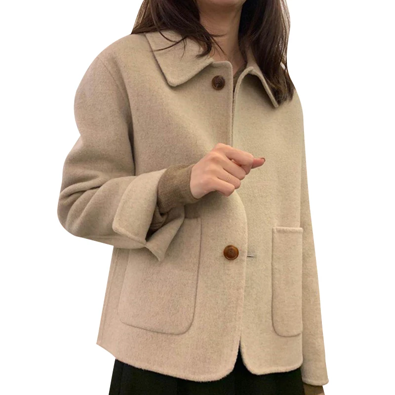 

South Korea 2020 autumn/winter new lapel comfortable button - down cardigan jacket for women