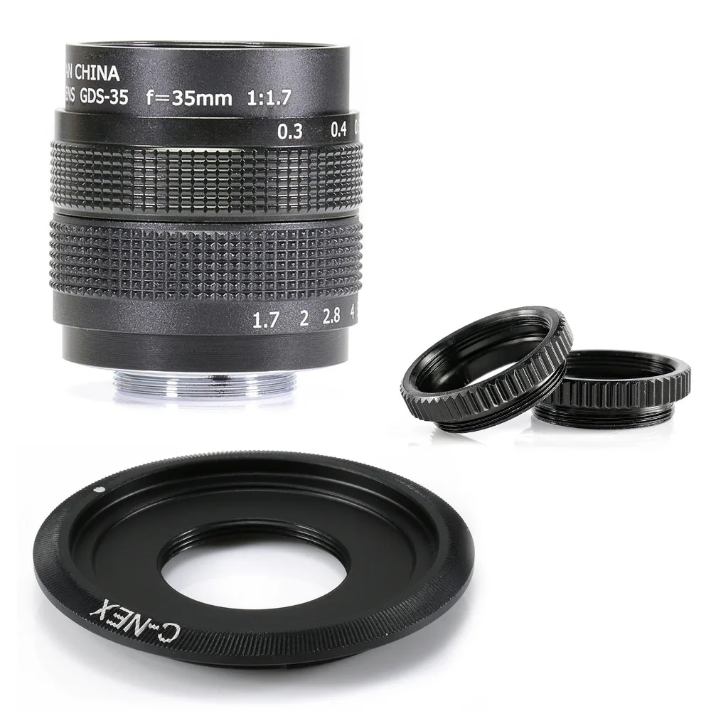 

Professional 35mm f/1.7 CCTV Lens C Mount Adapter + 2 Macro Ring For Sony camera