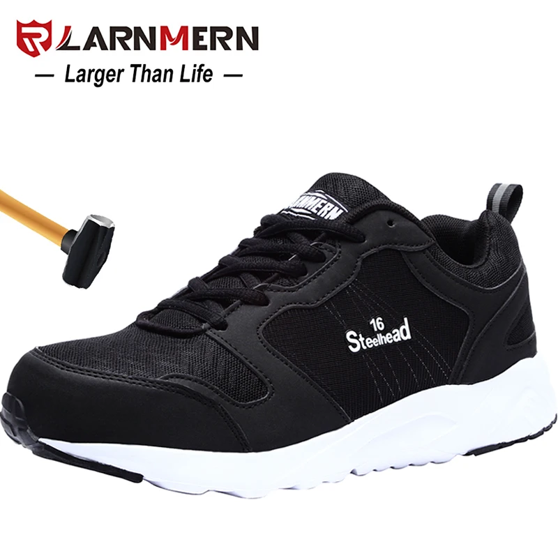 LARNMERN Мужская безопасная обувь со стальным носком защитная легкие противоударные
