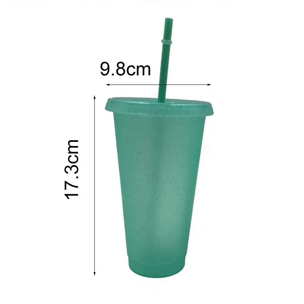 

400/500ml Straw Drinking Cup Large-capacity Wide Mouth Lid Plastic Flash Powder Shiny Water Bottle for School Accesso