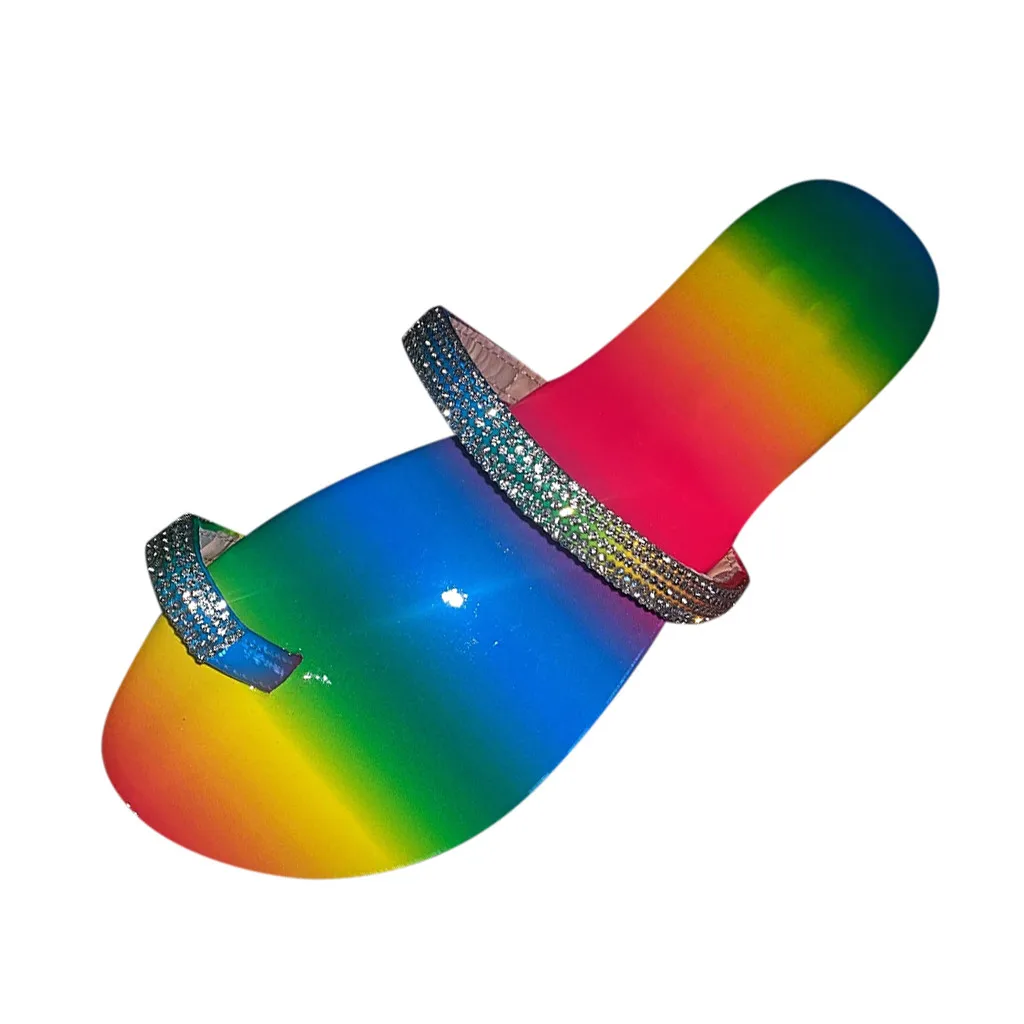 Женские сандалии Тапочки на плоской подошве в римском стиле с кристаллами