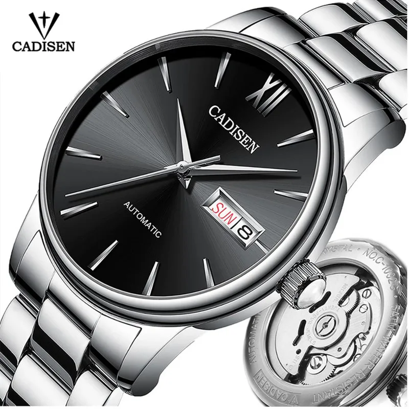 CADISEN мужские часы Автоматические Механические Сапфир люксовый бренд 50ATM