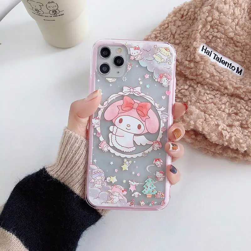 Милый розовый телефонный чехол My Melody с героями мультфильмов маленькой двойной