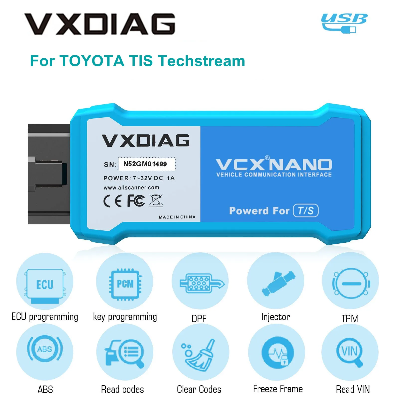 VXDIAG VCX NANO для TOYOTA // Lexus TIS Techstream V15.00.026 совместим с SAE J2534 Версия USB|vcx nano|vxdiag wifivcx nano for