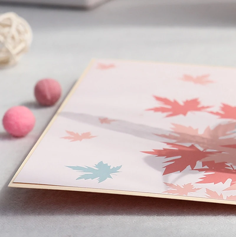 3D лазерная резка красочная печать кленовый лист птица бумажные Пригласительные