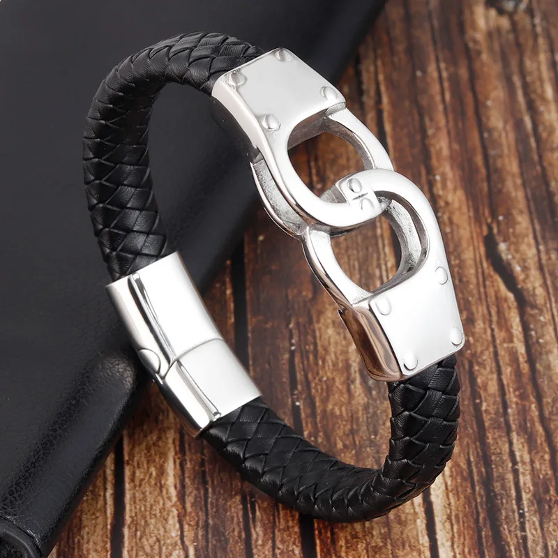 

Stainless Steel Leather Bracelet Infinity Logo Special Popular Pattern DIY Men's Bracelet Size Valentine's Day Beautiful Gift