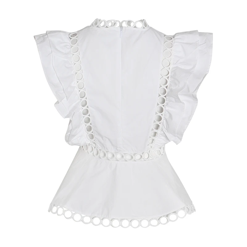 SISPELL Корейская женская рубашка с круглым вырезом и рюшами открытыми плечами без