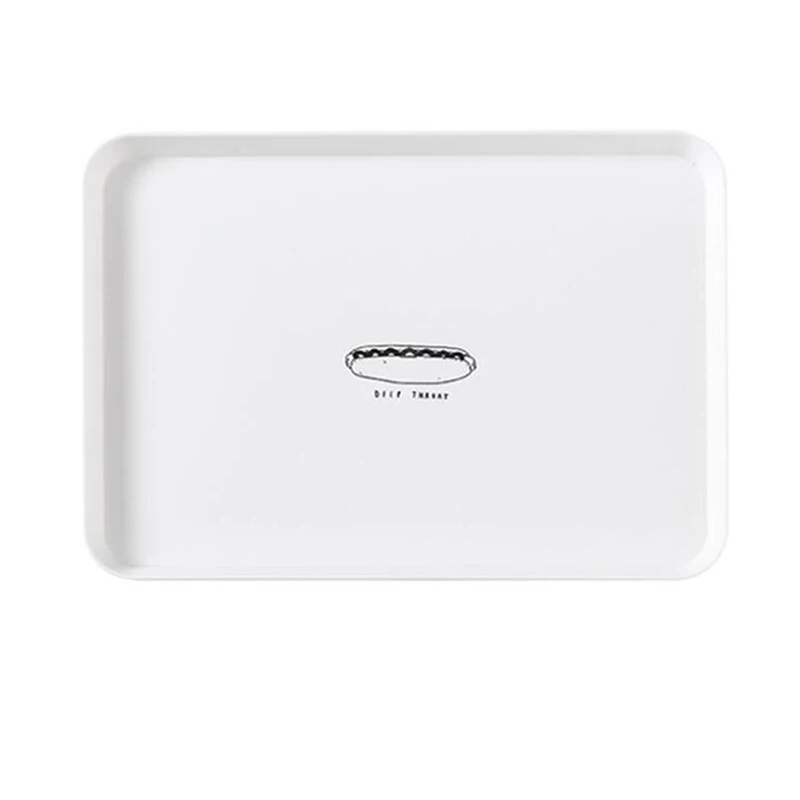 

1PCS Plastic Dessert Serving Tray Tea Breakfast Bread Tray Snack Plate Storage Plates Square Accessories Cosmetics Dish