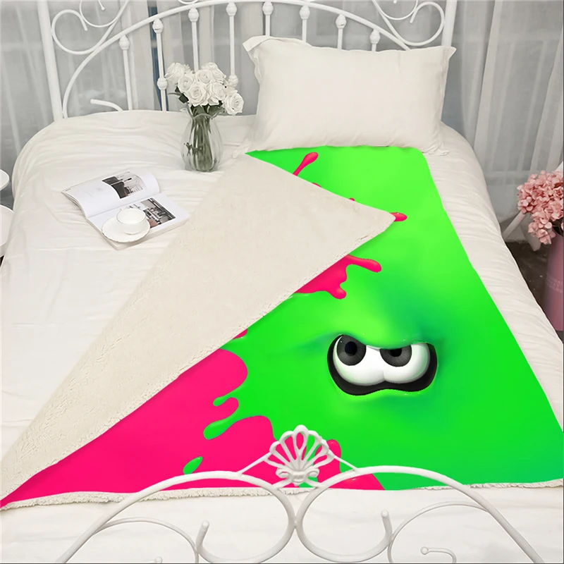 

Game Splatoon Octopus Blankets Fashion Pink Green Blanket 3D Printed Sofa Travel Throw Blankets Teens Women Bedding Plush Quilt