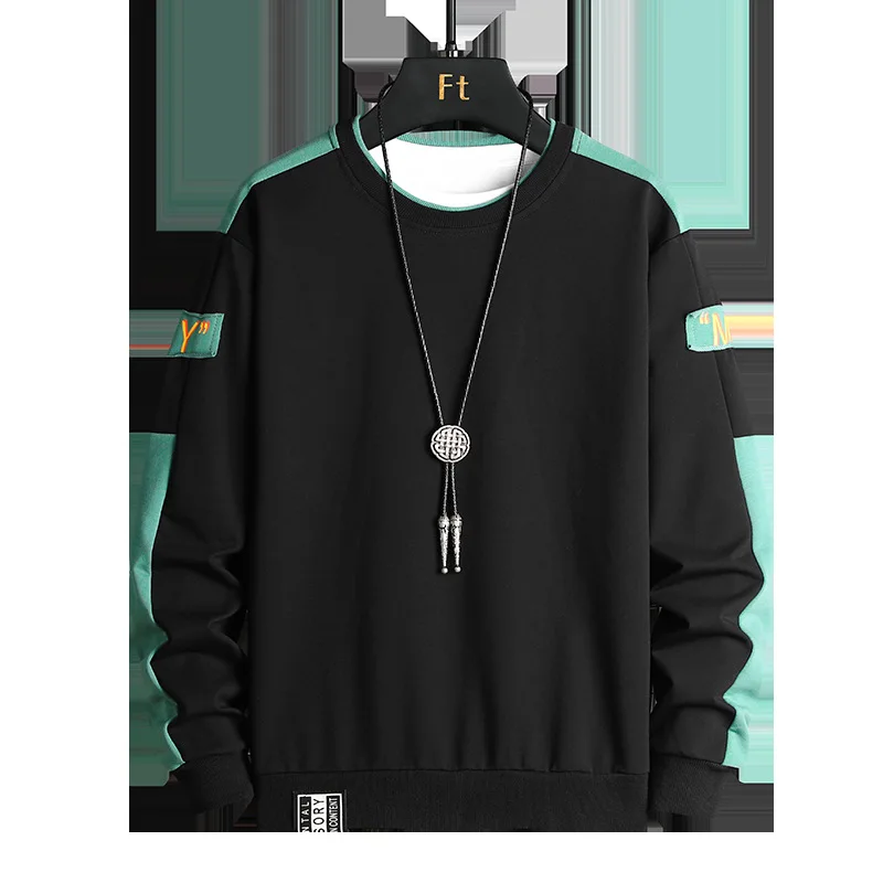 

LOVZON 2021 Spring Fashion Brand Fashion Embroidery Loose Off Round Neck Long Sleeve T-shirt Man Fleece Dropshipping