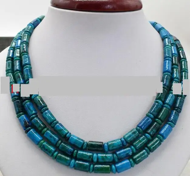 Ожерелье из драгоценных камней зеленого азурита хризоколлы 3 ряда 6 Х9 мм |