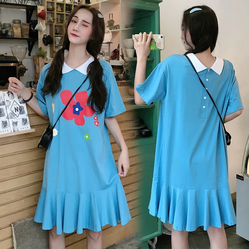 

Женское летнее платье большого размера, милое платье в иностранном стиле, тонкое платье с воротником-куклой