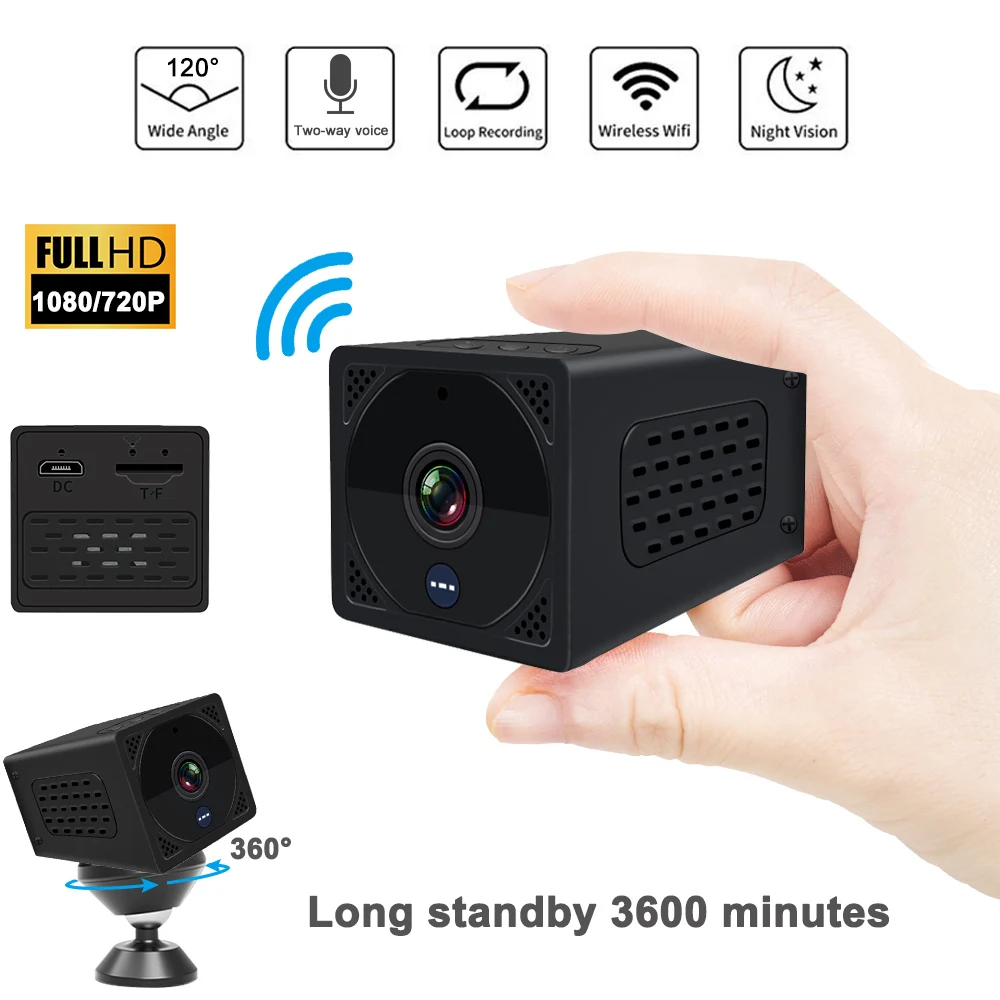 Мини камера видеонаблюдения 720P/1080P с инфракрасным ночным видением|Камеры