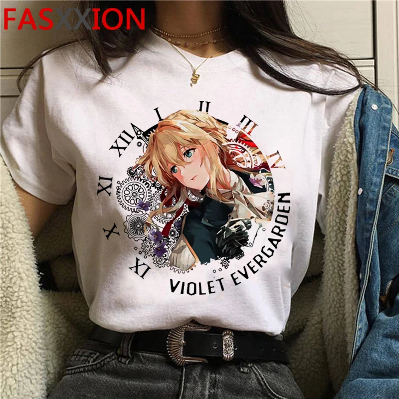 

Фиолетовая футболка Evergarden, Мужская футболка с японским tumblr 2021 ulzzang, повседневная одежда, футболка, графические футболки для женщин