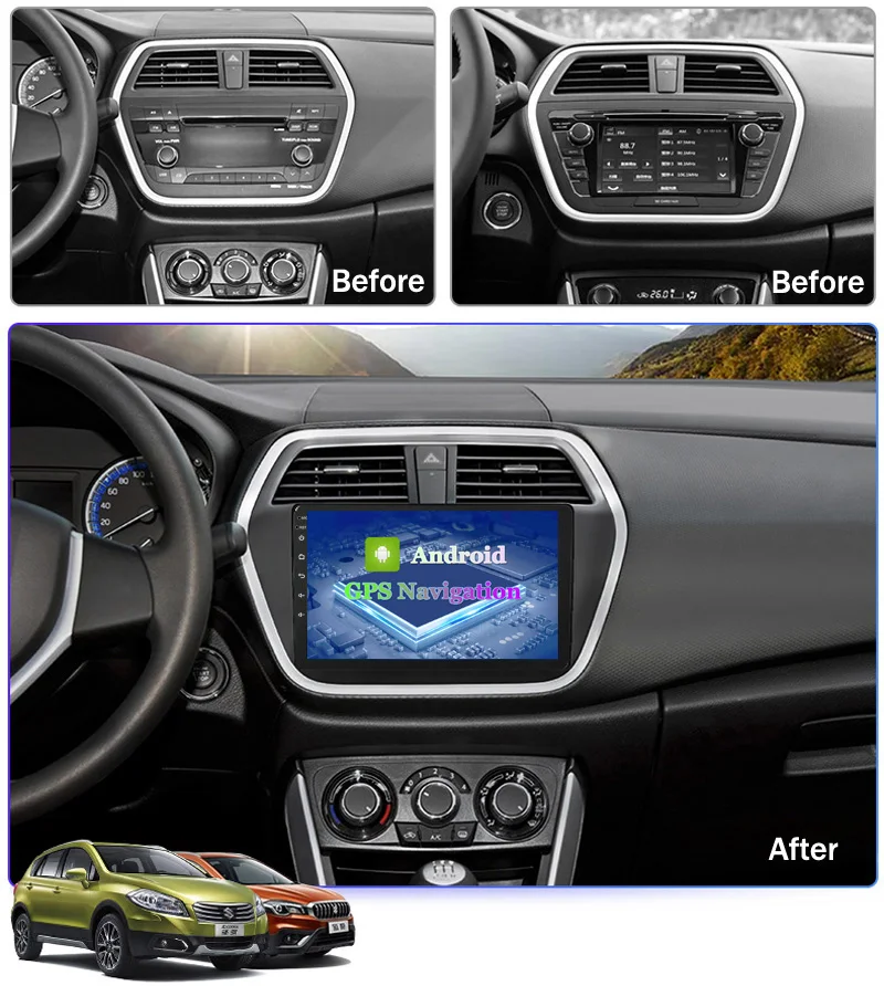 Android 10 9 дюймов автомобильная навигация для 1Suzuki S CROSS 2014 2017 Поддержка Wifi SWC OBD задняя