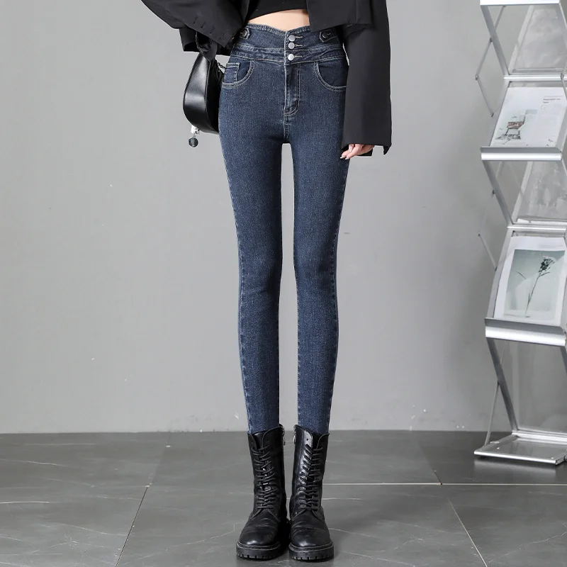Женские узкие джинсы с высокой талией осенняя одежда новинка 2021 облегающие