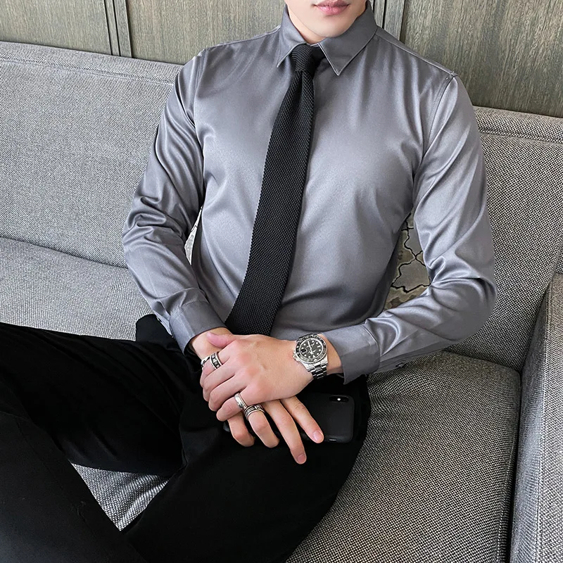 Мужская классическая рубашка большого размера QJ CINGA белая однобортная с