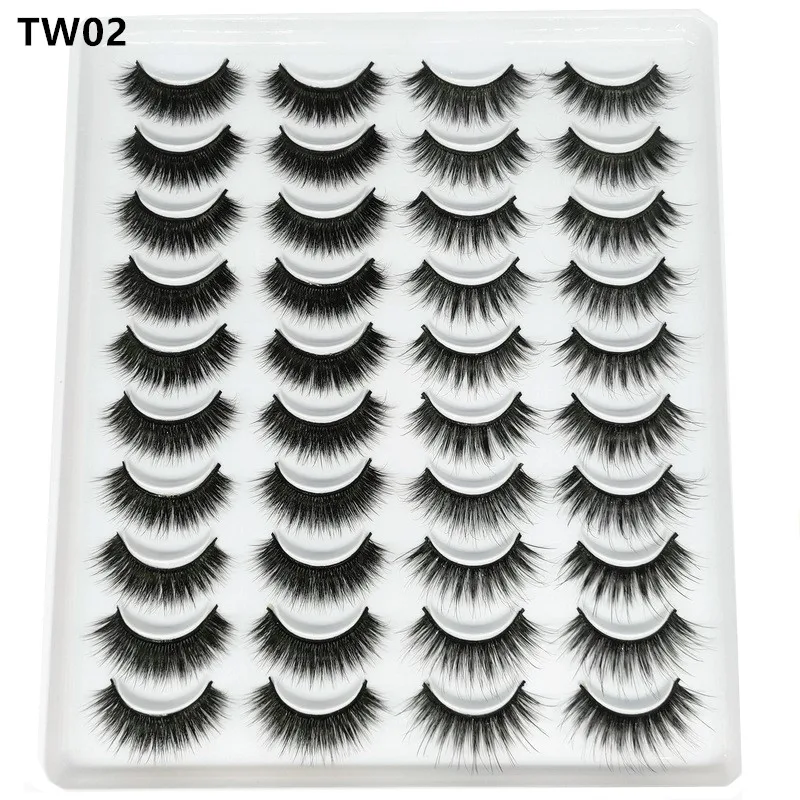 

20 Pairs 3D Mink Lashes Natural False Eyelashes Dramatic Fluffy Soft Wispy Volume Cross Reusable Eyelash MaKeup