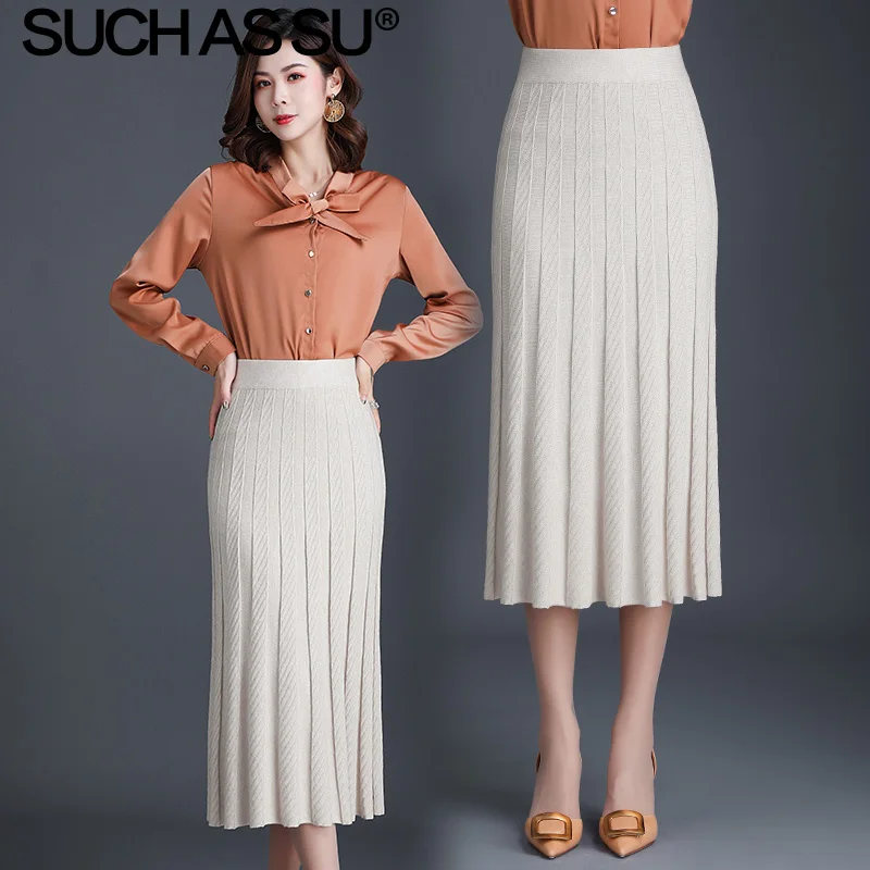 Новинка 2019 женские вязаные юбки Осень зима черный серый абрикосовый цвета