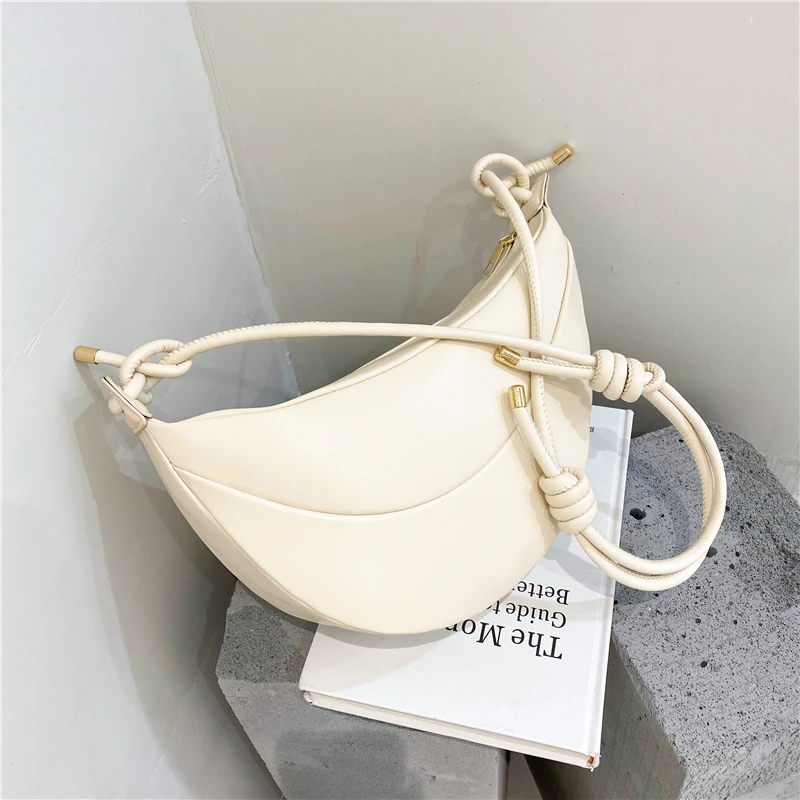 

Crescent shoulder strap, women's knot, crescent cross bag, banana design, PU, spring 2021
