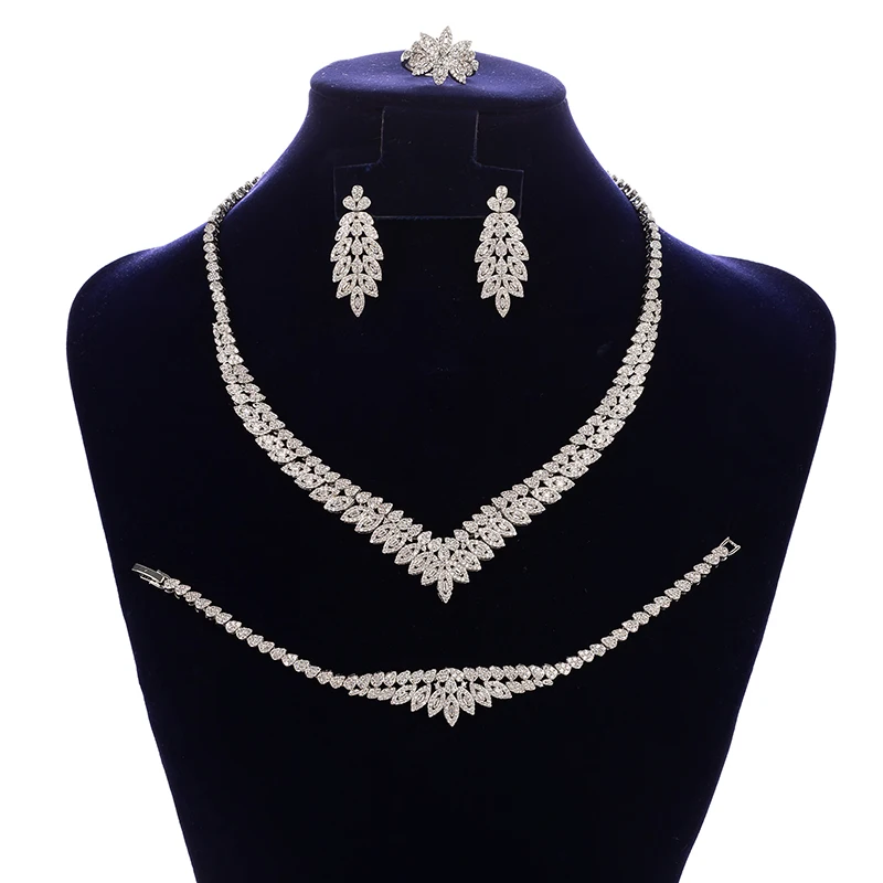 Женское ожерелье, серьги, кольцо, браслет, модный набор украшений для темативечерние CN1830