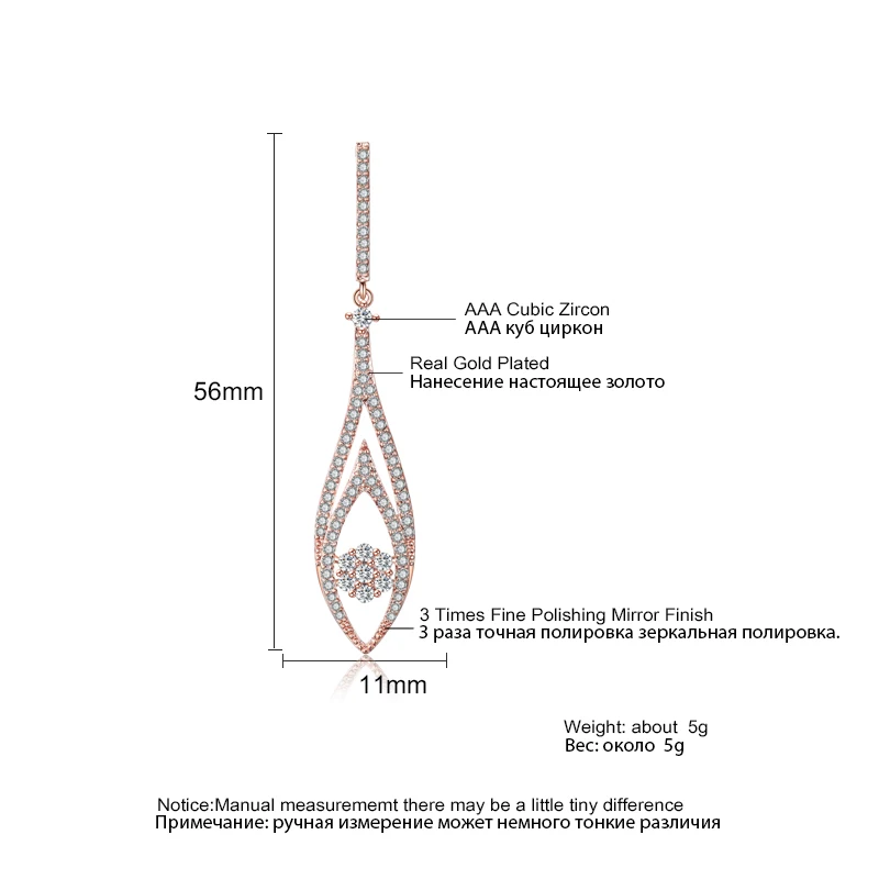 ZAKOL винтажные кубические циркониевые полые длинные висячие серьги белого цвета