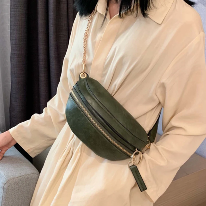 2019 черные Поясные Сумки из искусственной кожи женская дизайнерская поясная