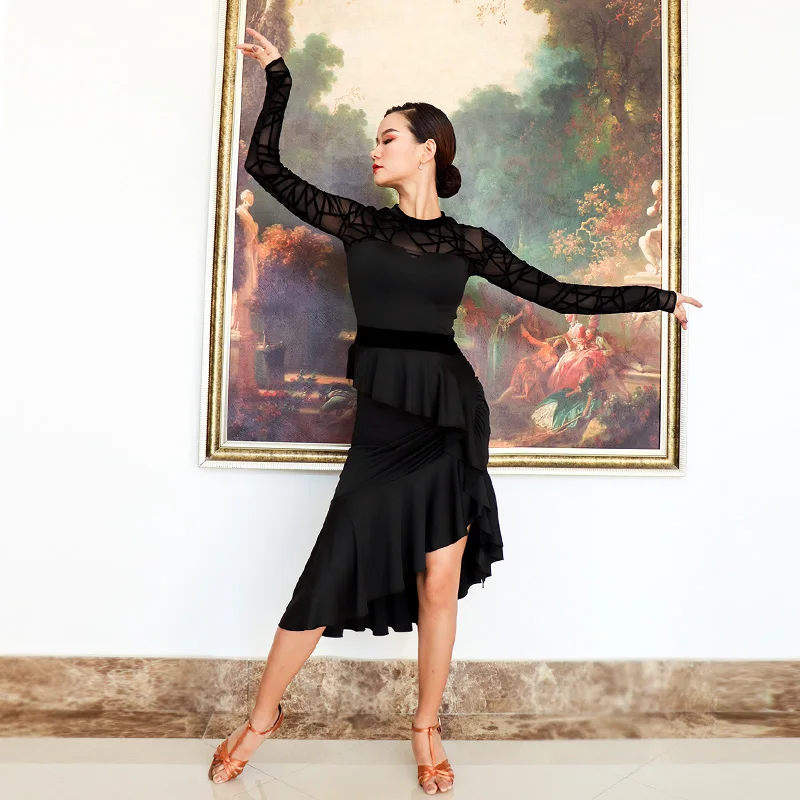 Женское платье для латиноамериканских танцев вечерние нее костюм выступлений с