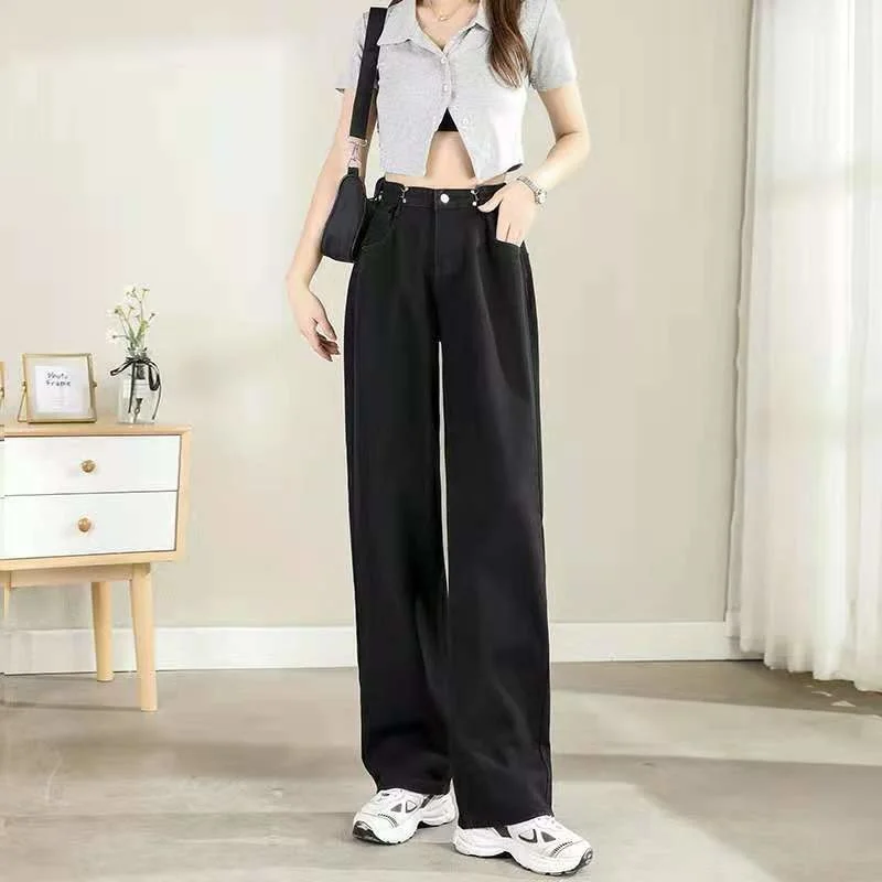 Женские джинсы с высокой талией и широкими штанинами новинка 2021 осенне-зимние