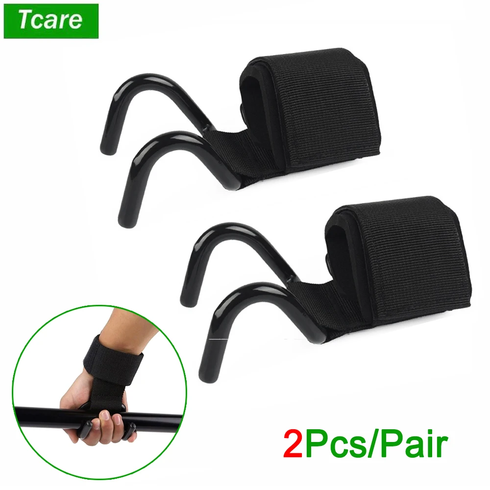

Tcare Adjustable Weight Lifting Hook Glove Strong Steel Hook Grips Strap Strength Training Gym Fitness Wrist Support Lift Straps