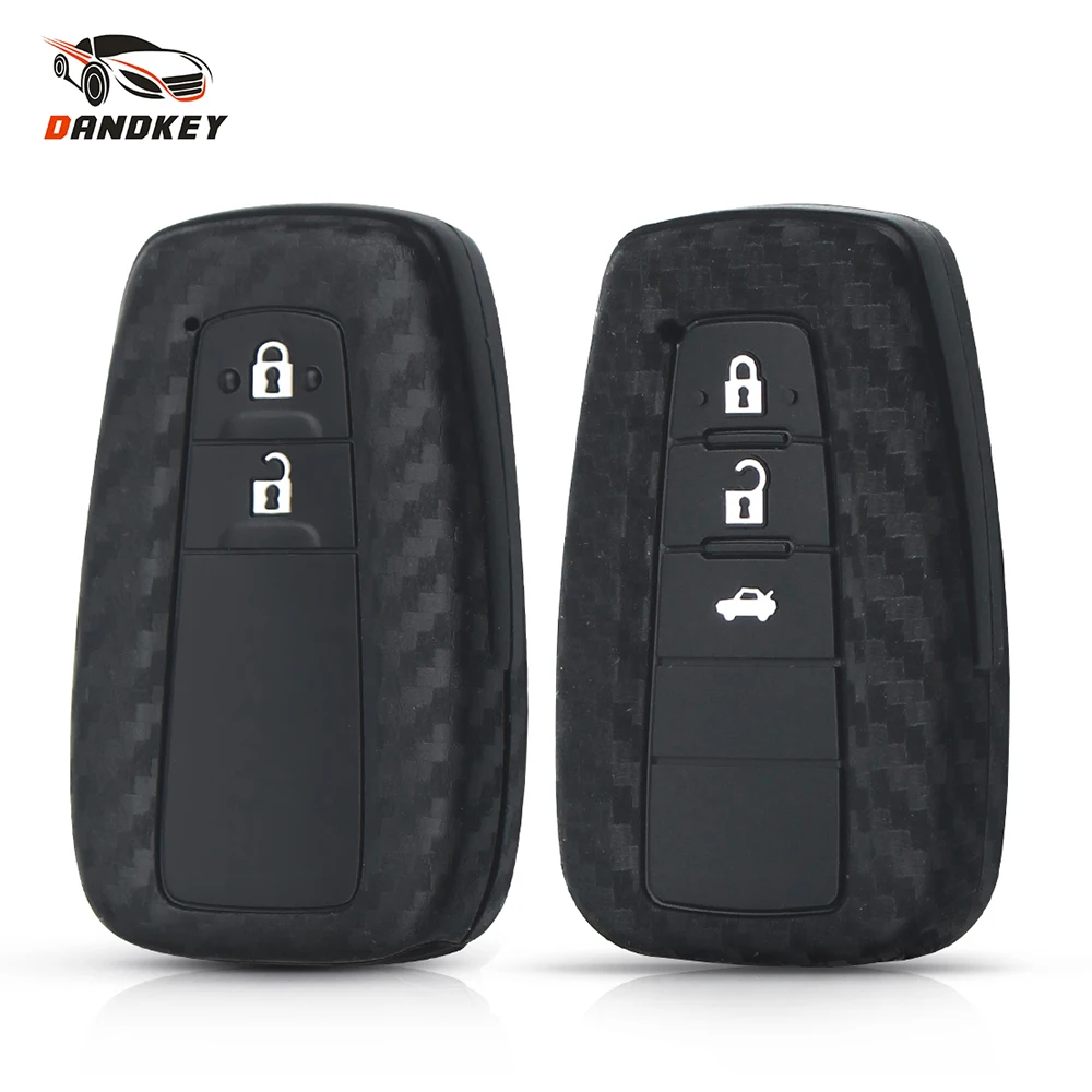 Dandkey автомобильный карбоновый силиконовый чехол держатель для ключей Toyota Camry Corolla