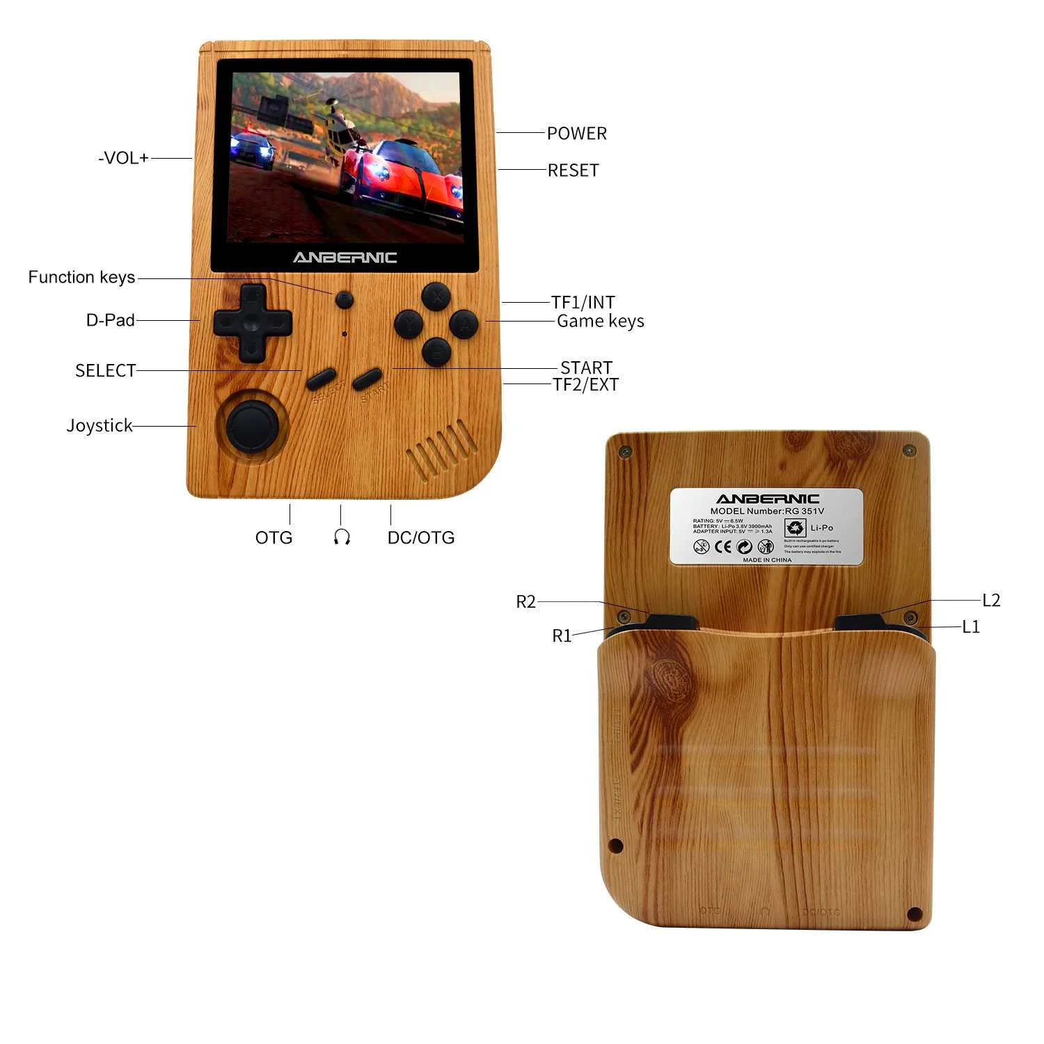 Игровая консоль ShirLin RG351V 80 ГБ 7000 игр портативная игровая для PSP PS1 с открытым