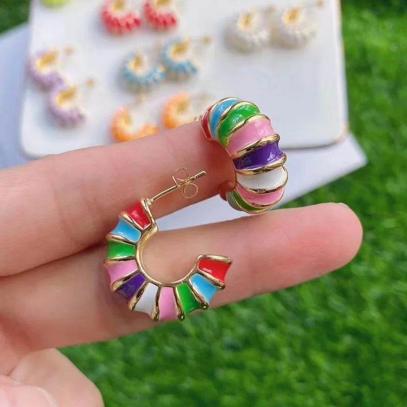 10pair/lot Fashion lovely earring colorful cute shape enamel stud new design women's love cheap wholesale |