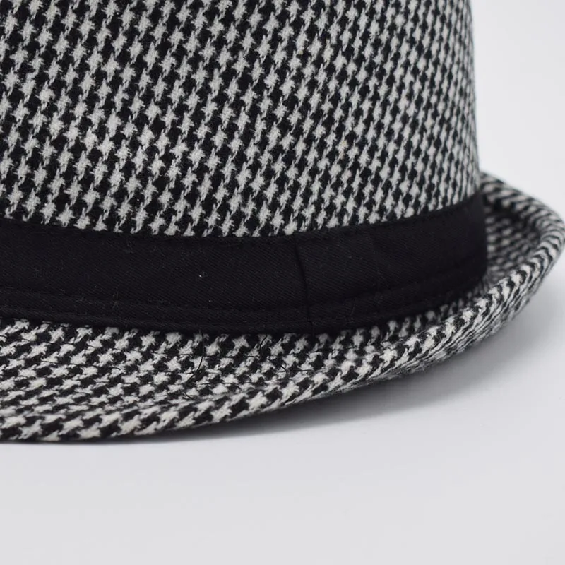 Зимние черно белые фетровые шляпы с узором гусиные лапки для мужчин мужская