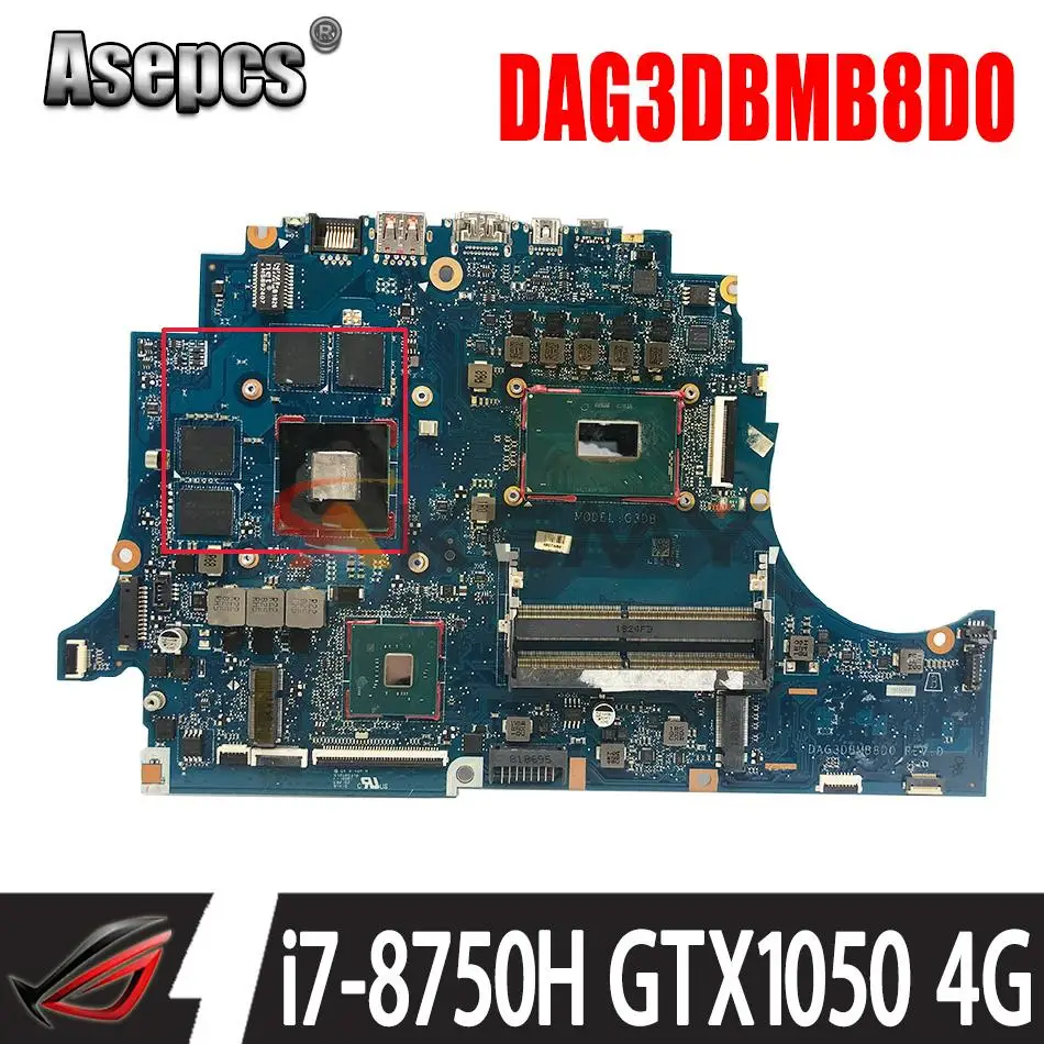 

Fully tested 100% work Laptop Motherboard DAG3DBMB8D0 FOR HP 15-DC WITH I7-8750H 1050 4GB