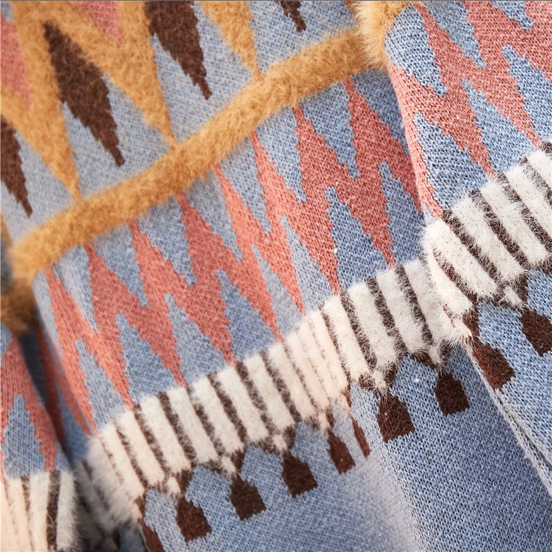 Зимний Тонкий женский свитер размера плюс Женская юбка из двух частей импортный