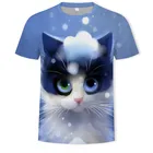 Новинка 2021, 3D футболка унисекс Galaxy Space, забавный топ с молнией и котом, летняя рубашка с коротким рукавом