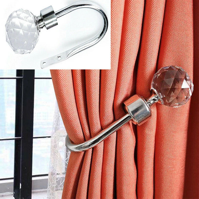 Большие металлические крючки для занавесок с хрустальным шариком 2 шт. держатель