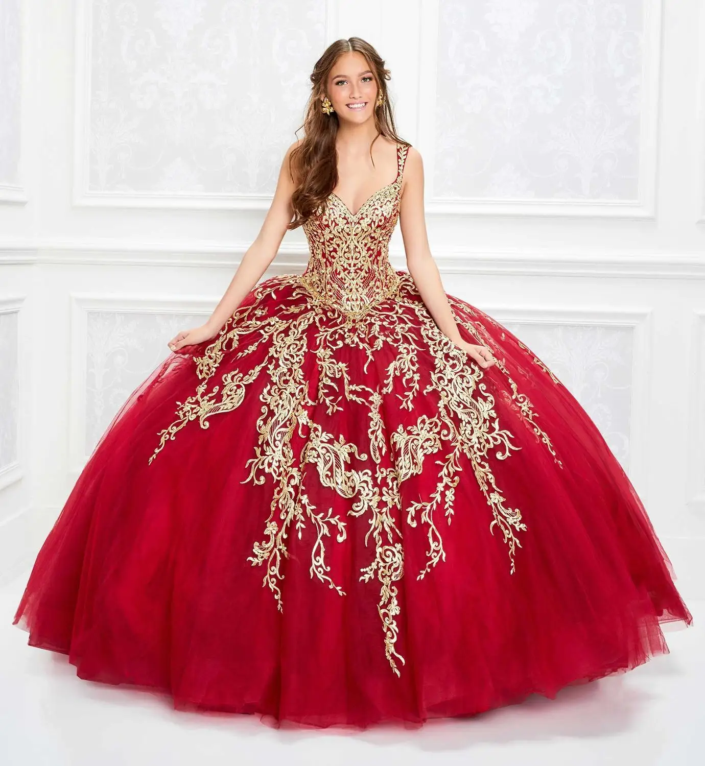Роскошные красные платья Quinceanera розовое кружевное бальное платье с глубоким