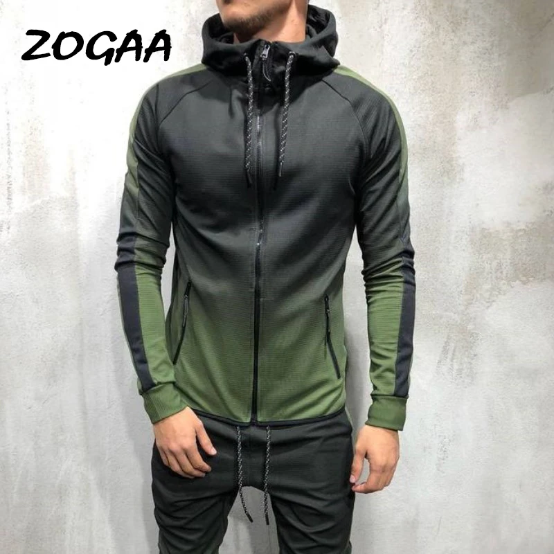 

Спортивный костюм ZOGAA мужской из 2 предметов, повседневный комплект с 3D градиентом, толстовка с капюшоном и штаны, комплект спортивной одежд...